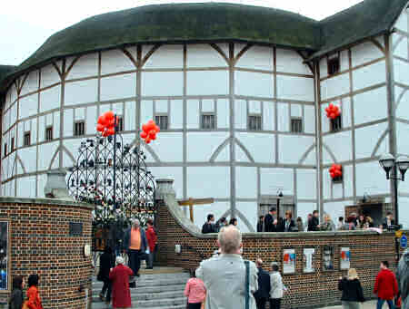 External view of the Globe on Shakespeare's birthday 23rd April 2005